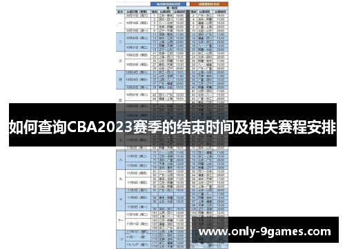 如何查询CBA2023赛季的结束时间及相关赛程安排