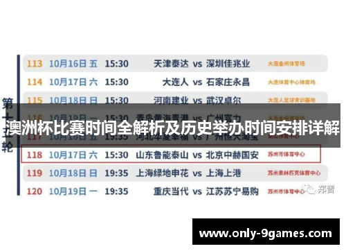 澳洲杯比赛时间全解析及历史举办时间安排详解 澳洲杯比赛时间全解析及历史举办时间安排详解